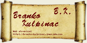 Branko Kulpinac vizit kartica
